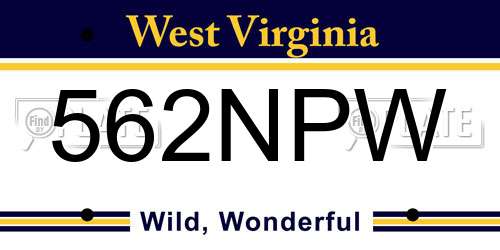 562NPW West Virginia License Plate