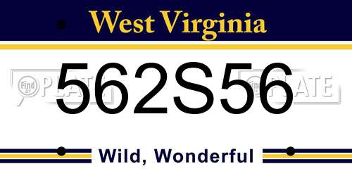 562S56 West Virginia License Plate