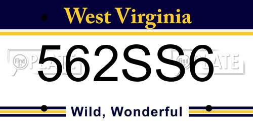 562SS6 West Virginia License Plate