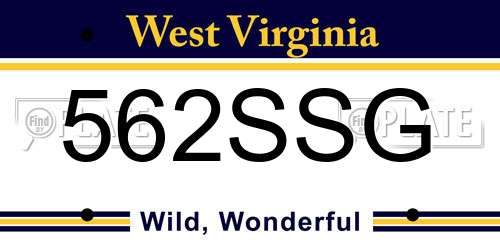 562SSG West Virginia License Plate