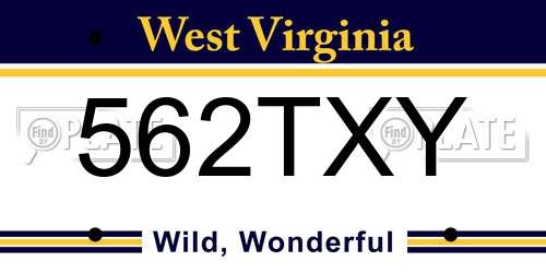 562TXY West Virginia License Plate