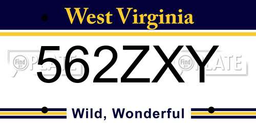 562ZXY West Virginia License Plate