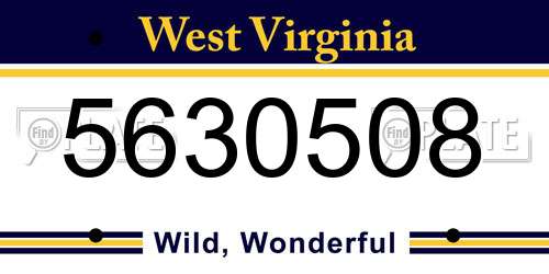 5630508 West Virginia License Plate