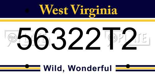 56322T2 West Virginia License Plate