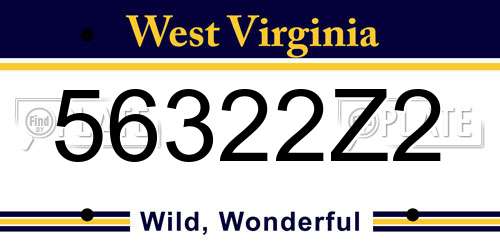 56322Z2 West Virginia License Plate