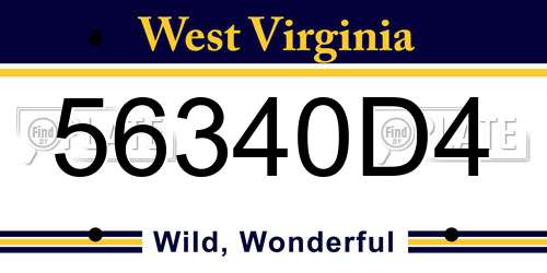 56340D4 West Virginia License Plate