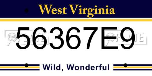 56367E9 West Virginia License Plate
