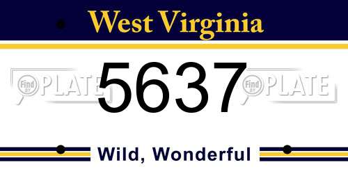 5637 West Virginia License Plate
