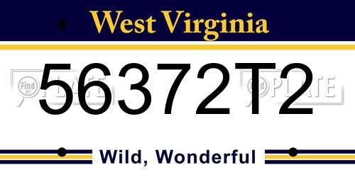 56372T2 West Virginia License Plate