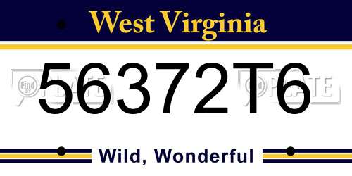 56372T6 West Virginia License Plate