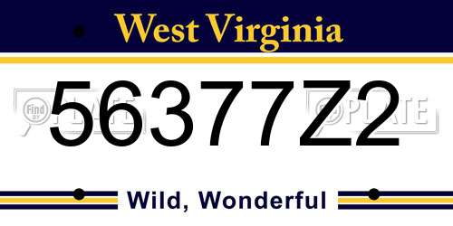 56377Z2 West Virginia License Plate