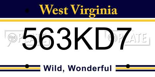 563KD7 West Virginia License Plate