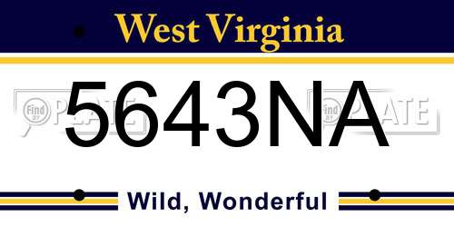 5643NA West Virginia License Plate