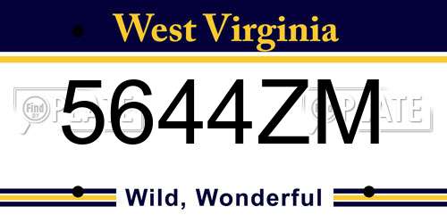 5644ZM West Virginia License Plate