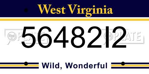 56482I2 West Virginia License Plate