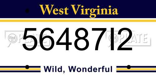 56487I2 West Virginia License Plate