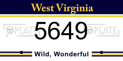 5649 West Virginia License Plate
