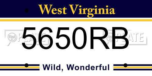 5650RB West Virginia License Plate