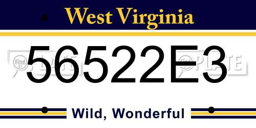 56522E3 West Virginia License Plate