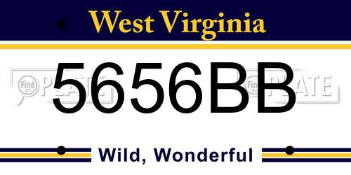 5656BB West Virginia License Plate