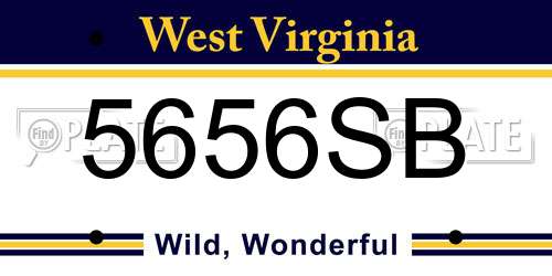 5656SB West Virginia License Plate