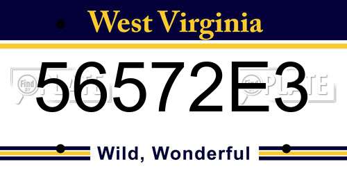 56572E3 West Virginia License Plate