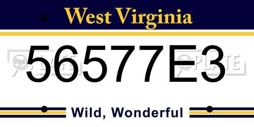 56577E3 West Virginia License Plate