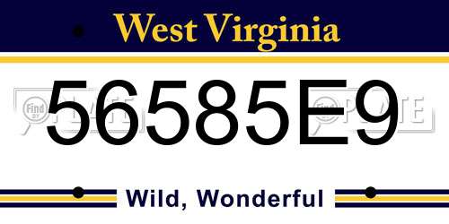 56585E9 West Virginia License Plate
