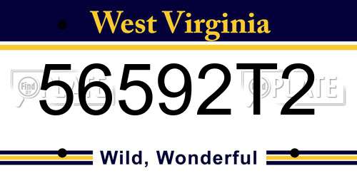 56592T2 West Virginia License Plate