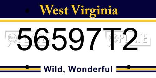56597T2 West Virginia License Plate