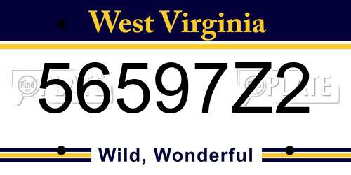 56597Z2 West Virginia License Plate