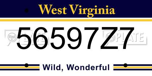 56597Z7 West Virginia License Plate