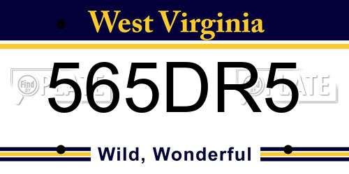 565DR5 West Virginia License Plate