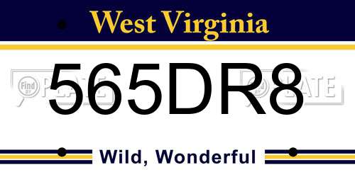 565DR8 West Virginia License Plate