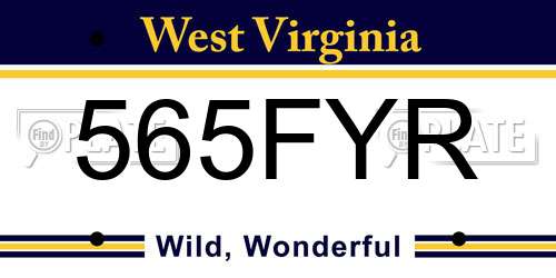 565FYR West Virginia License Plate