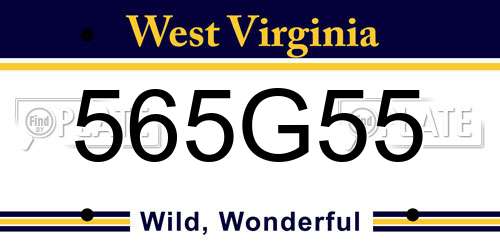 565G55 West Virginia License Plate