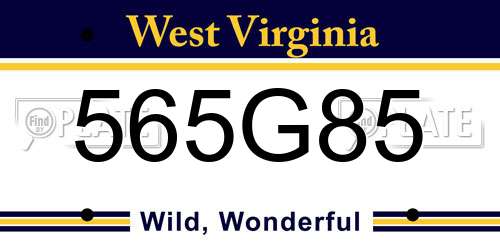 565G85 West Virginia License Plate