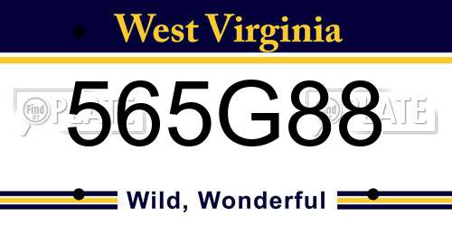 565G88 West Virginia License Plate