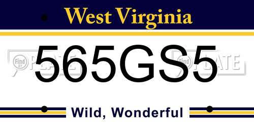 565GS5 West Virginia License Plate
