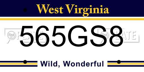 565GS8 West Virginia License Plate