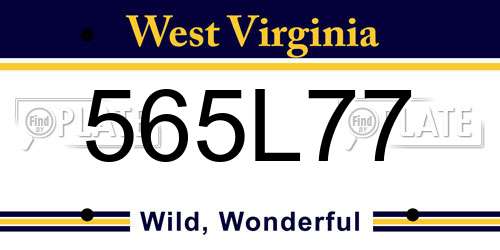 565L77 West Virginia License Plate