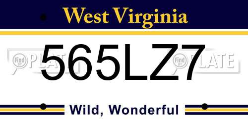 565LZ7 West Virginia License Plate
