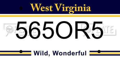 565OR5 West Virginia License Plate