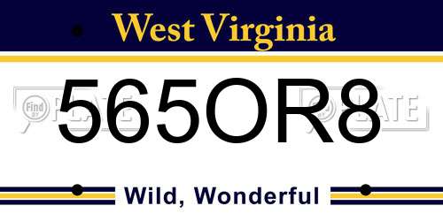 565OR8 West Virginia License Plate