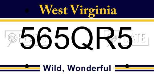 565QR5 West Virginia License Plate