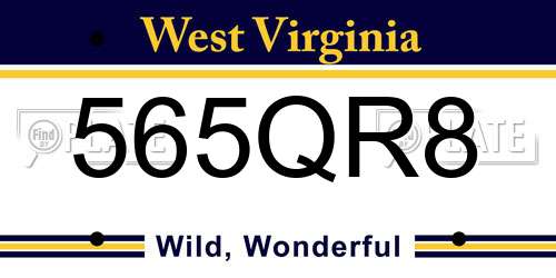 565QR8 West Virginia License Plate