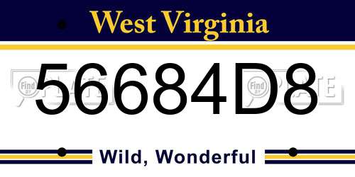 56684D8 West Virginia License Plate