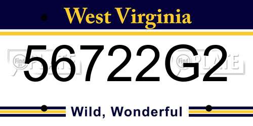 56722G2 West Virginia License Plate
