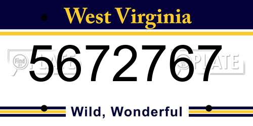 5672767 West Virginia License Plate