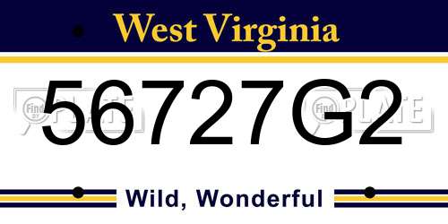 56727G2 West Virginia License Plate